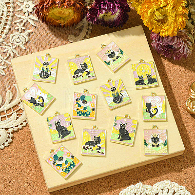 14Pcs 7 Style Alloy Enamel Pendants ENAM-CJ0005-59-1