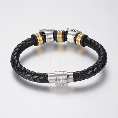 Braided Leather Cord Bracelets BJEW-H560-21-1