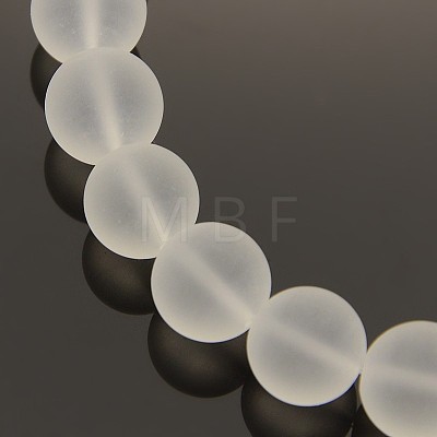 Frosted Transparent Round Glass Beads Strands FGLA-P002-6mm-03-1