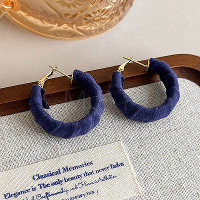 C-Shaped Alloy Velvet Hoop Earrings FS-WG0AD43-03-1
