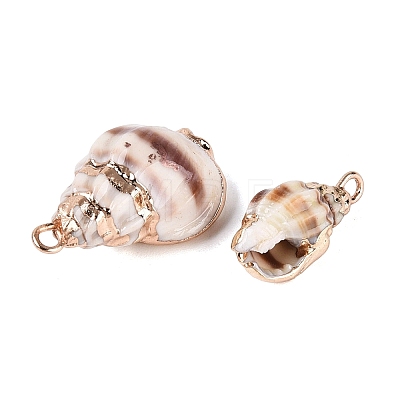 Electroplate Natural Spiral Shell Pendants SSHEL-Q100-33G-1