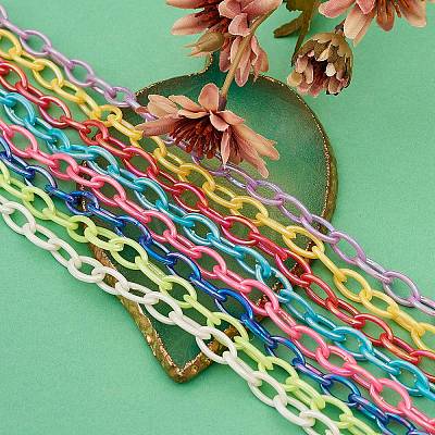 11 Colors Acrylic Opaque Cable Chains PACR-CJ0001-12-1