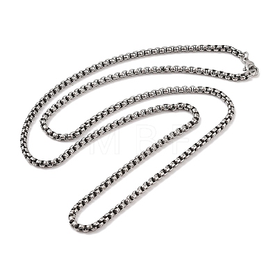 304 Stainless Steel Box Chain Necklaces NJEW-K378-17A-AS-1