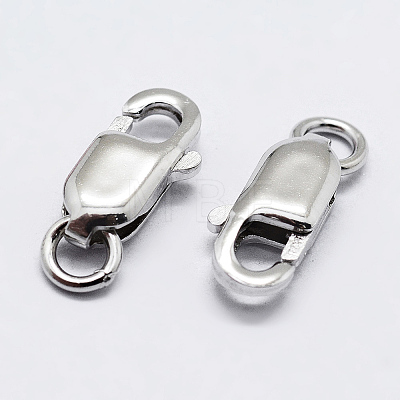 Anti-Tarnish Rhodium Plated 925 Sterling Silver Lobster Claw Clasps STER-K167-075E-P-1