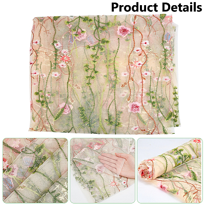 Flower Pattern Polyester Embroidery
 Mesh Lace Fabric DIY-WH0304-946-1