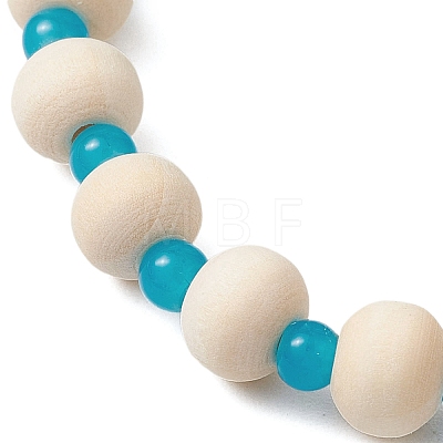 Synthetic Turquoise & Wood & Glass Beaded Stretch Bracelets for Boys Girls BJEW-JB11125-03-1