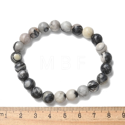 Natural Netstone Bead Stretch Bracelets X-BJEW-K212-B-021-1