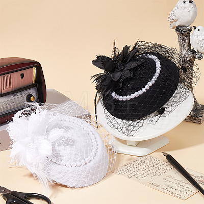 2Pcs 2 Colors Women's Fascinator Hat AJEW-GF0010-07-1