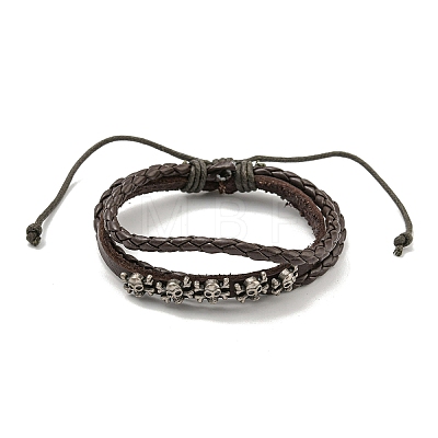 PU Imitation Leather Braided Cord Bracelets BJEW-P329-02A-AS-1