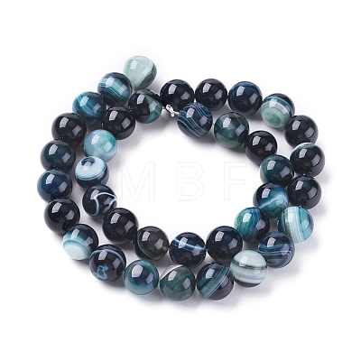Natural Striped Agate/Banded Agate Beads Strands G-G582-10mm-42-1