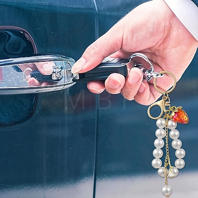 Acrylic & ABS Plastic Pearl Bead Keychains KEYC-YW00299-03-1