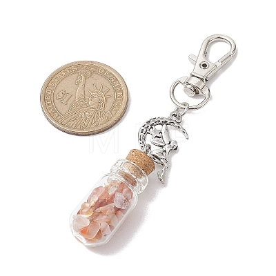 Glass Wishing Bottle with Gemstone Chip inside Pendant Decorations HJEW-JM01991-1