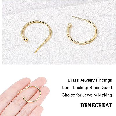 Brass Half Hoop Earrings EJEW-BC0001-03G-1