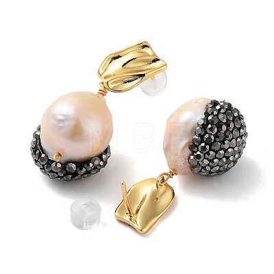 Potato Natural Pearl Stud Earrings for Women EJEW-E303-33G-1