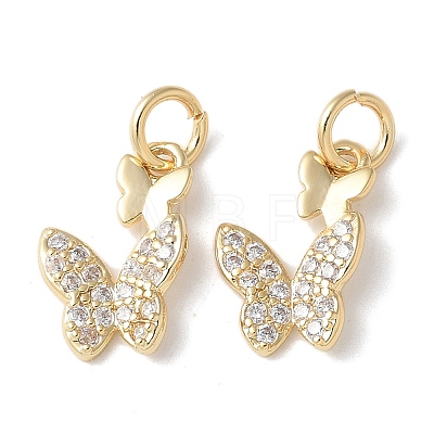 Brass Micro Pave Clear Cubic Zirconia Pendants KK-Q031-46G-03-1