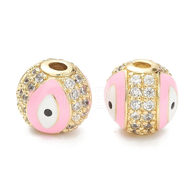 Brass Micro Pave Cubic Zirconia Beads ZIRC-A019-16G-B-1
