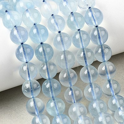 Natural Aquamarine Beads Strands G-G344-A07-8mm-1