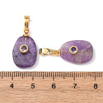 Natural Amethyst Pendants G-P628-02G-06-1