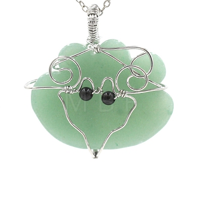 Natural Green Aventurine Wire Wrapped Pendants PW-WG47F96-05-1