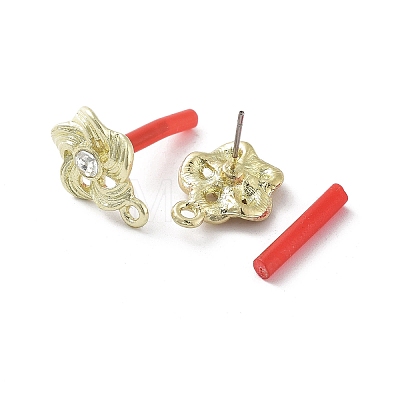 Rack Plating Golden Alloy with Rhinestone Stud Earring Findings EJEW-B036-02G-02-1
