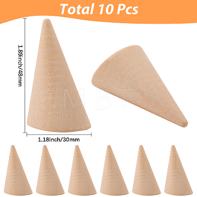 10Pcs Natural Wood Ring Displays RDIS-SC0001-06-1