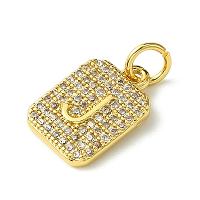 Rack Plating Brass Micro Pave Clear Cubic Zirconia Charms KK-G501-01J-G-1