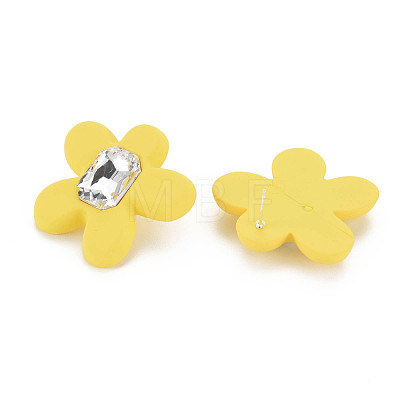 Crystal Rhinestone Flower Stud Earrings with 925 Sterling Silver Pins for Women MACR-275-035B-1