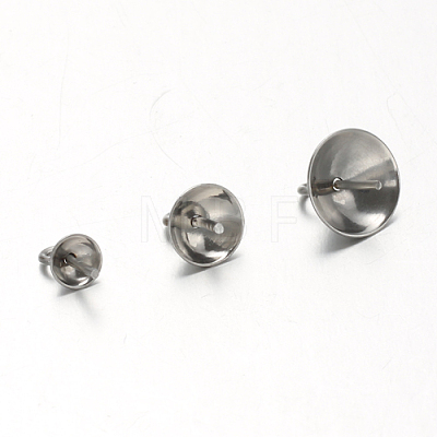 304 Stainless Steel Cup Pearl Peg Bails Pin Pendants STAS-F094-03A-P-1
