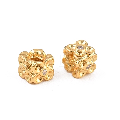 Brass Micro Pave Clear Cubic Zirconia Beads KK-Z162-09G-1