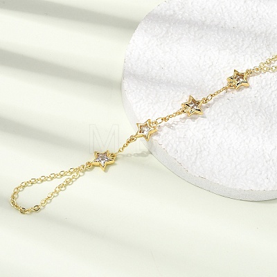 Brass Micro Pave Cubic Zirconia Mittens Bracelets BJEW-C156-01G-05-1