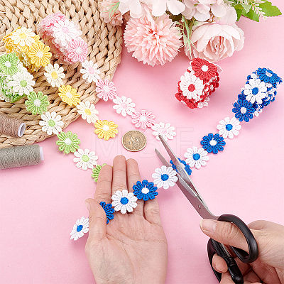 7.5 Yrads 5 Colors Polyester Flower Lace Trim Ribbon OCOR-PH0005-67-1