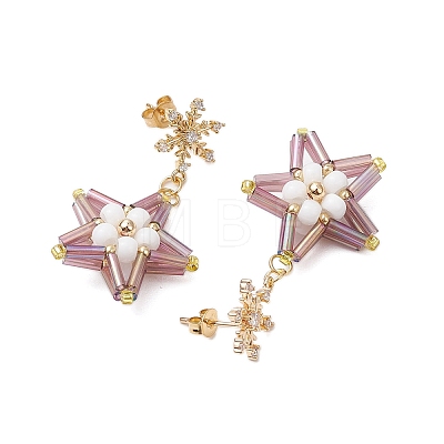 Glass Star Stud Earrings EJEW-MZ00256-02-1