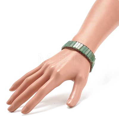 Natural Green Aventurine Rectangle Beaded Bracelet BJEW-JB08198-03-1