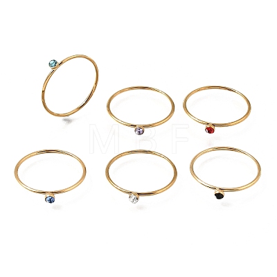 304 Stainless Steel Rhinestone Finger Rings for Women SA-CBAB767-26C-G-1