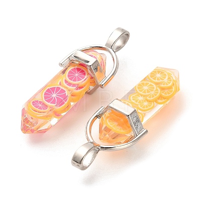 Fruit Theme Epoxy Resin Pendants RESI-L045-02P-1