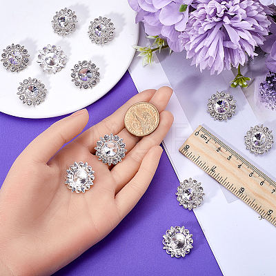 12Pcs Alloy Rhinestone Shank Buttons BUTT-GF0003-67-1