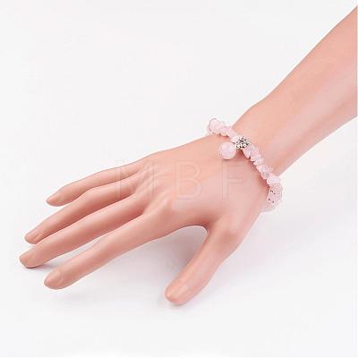 Natural Rose Quartz Beaded Bracelets BJEW-JB02737-01-1
