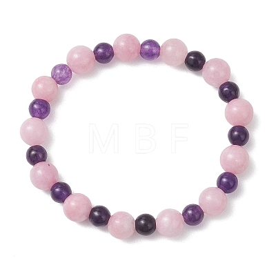 3Pcs Natural Quartz & Rose Quartz Beads Stretch Bracelet for Women BJEW-JB13153-1