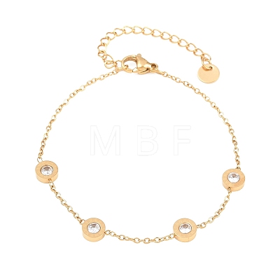 304 Stainless Steel Pave Rhinestone Link Bracelets SA-D001-04B-G-1