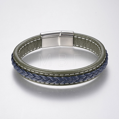 Braided Leather Cord Bracelets BJEW-H561-07-1
