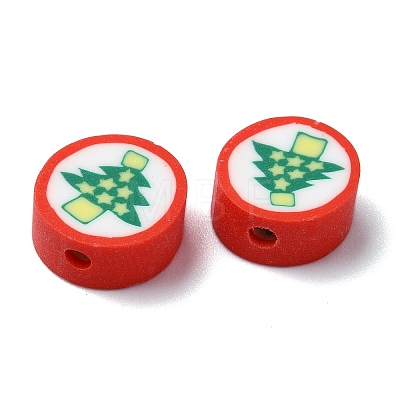 Christmas Theme Handmade Polymer Clay Beads CLAY-M005-09-1