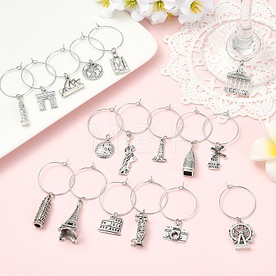 34Pcs 17 Styles Wine Glass Charms AJEW-CJ00016-1