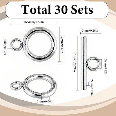 30Sets 304 Stainless Steel Toggle Clasps STAS-SC0021-29S-1