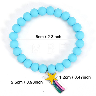 Rainbow & Star Zinc Alloy Enamel Charm Bracelets FS-WGF96C6-01-1