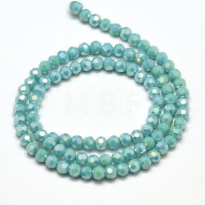 Faceted Round Full Rainbow Plated Electroplate Glass Beads Strands EGLA-J130-FR03-1