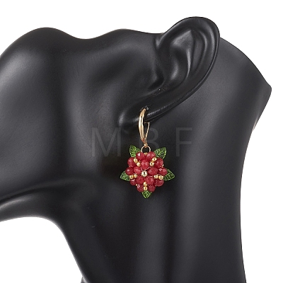 Valentine's Day Flower Natural Malaysian Jade & Glass Seed Beaded Leverback Earrings EJEW-MZ00700-02-1