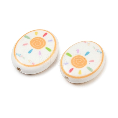 Printed Handmade Porcelain Beads PORC-B009-01D-1