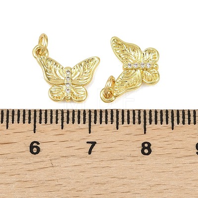 Brass Micro Pave Clear Cubic Zirconia Charms KK-D218-26G-01-1