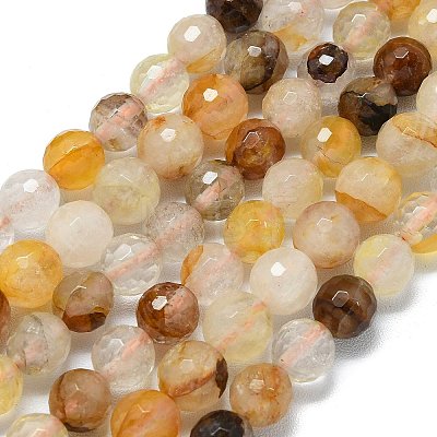 Natural Yellow Hematoid Quartz Beads Strands G-B165-A07-8mm-1