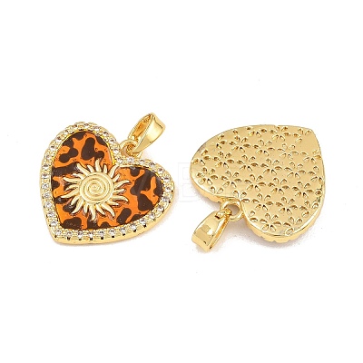 Brass Micro Pave Clear Cubic Zirconia Pendants CU-CBA415D-11G-03-1